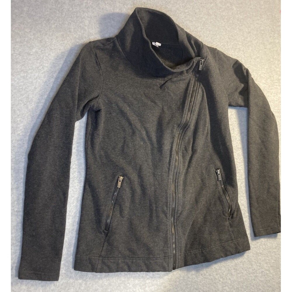 Lucy Sz S Sweatshirt Performance Full Zip Gray Cowl Neck Athletic Chic Edgy